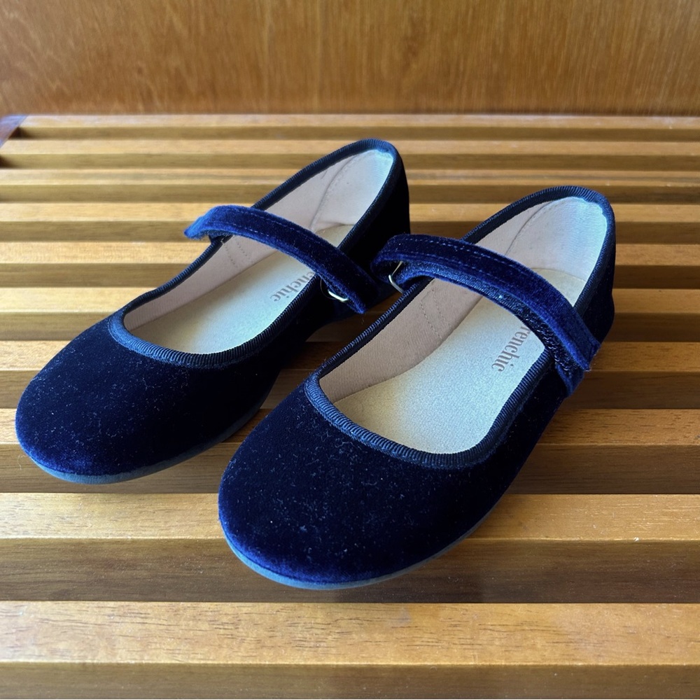 Childrenchic Cassie blue velvet Mary Janes